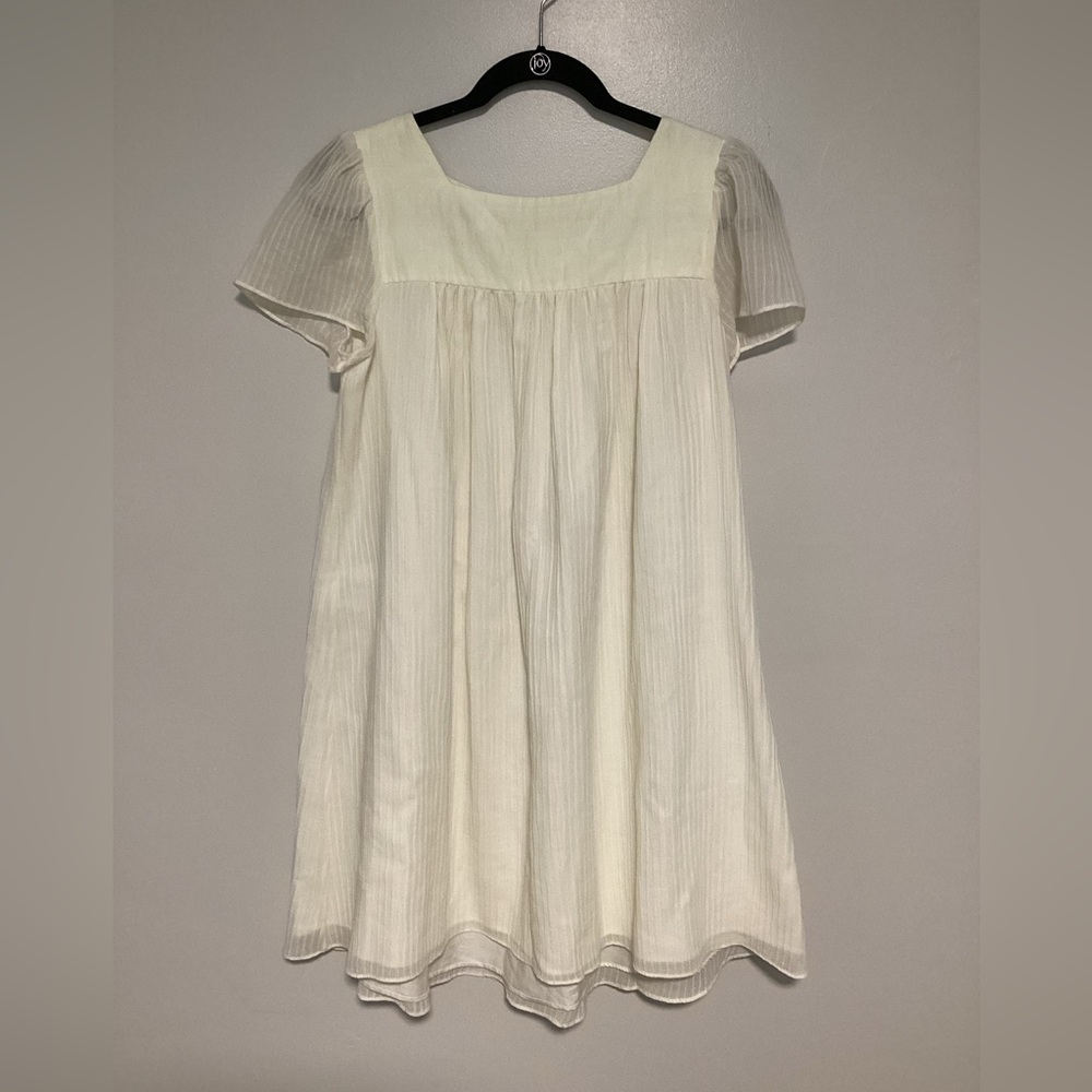 rag & bone Women Dress Size 8 Cream A-Line Short Sleeves Wool Blend Square Neck